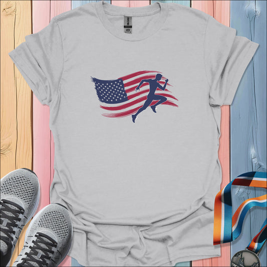 Running American Flag T-Shirt